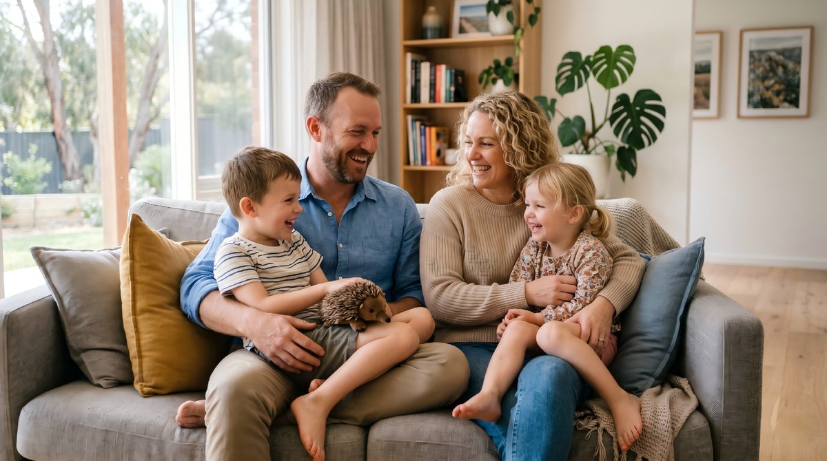 Australian family relaxing in their home